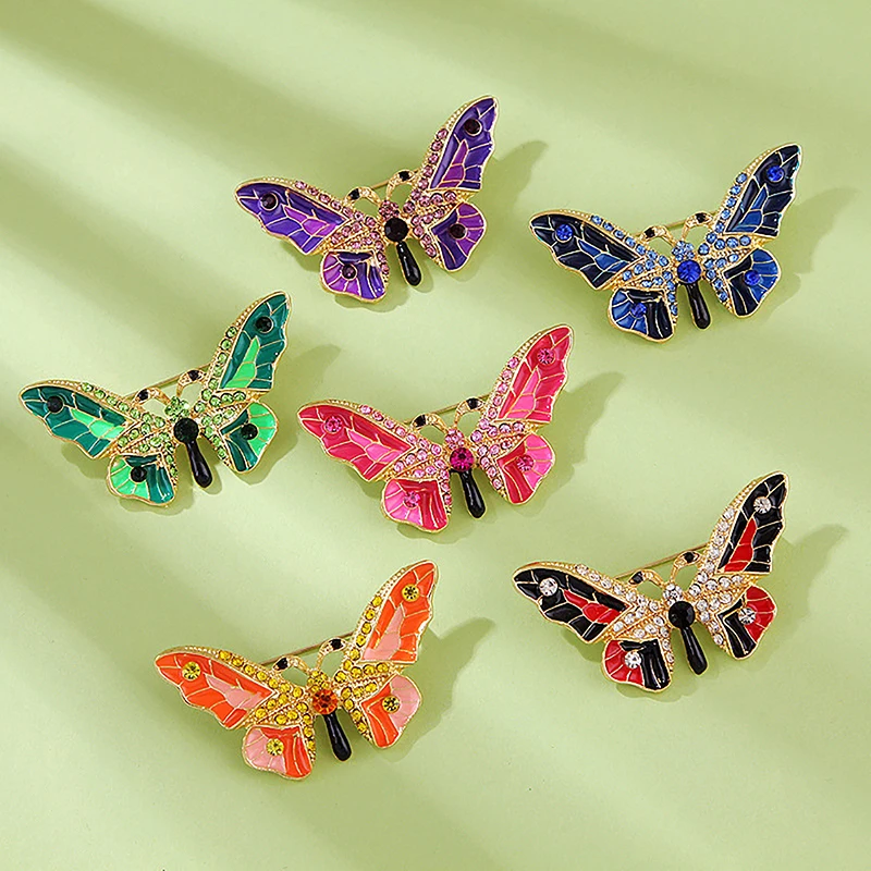 Fashion Color Diamond Butterfly Brooch Women Costume Coat Jewelry Accessries Gift images - 6