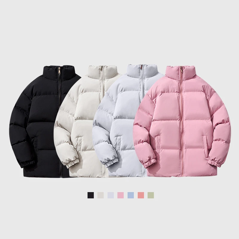 2022 New Winter Jacket Couple Loose Thicken Warm Women Parkas Stand Collar Solid Color Men Parka Coat Fashion New Streetwear 4XL