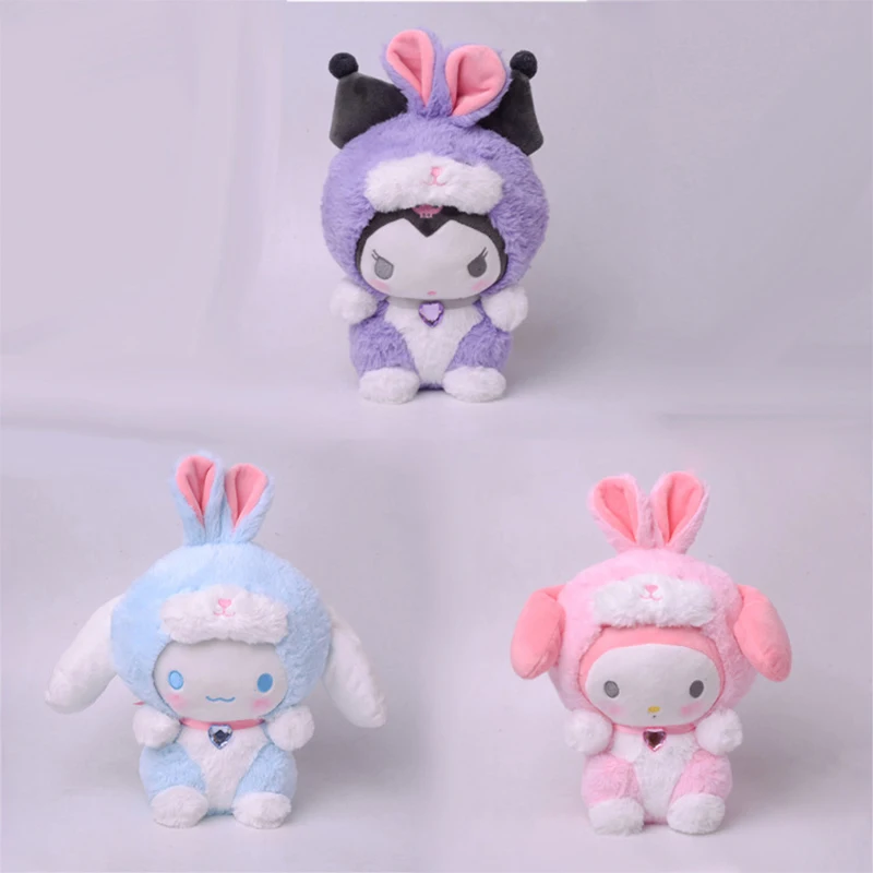 

Симпатичная японская плюшевая кукла Sanrio Kuromi My Melody Cinnamoroll, любовь, бриллиант, кролик, переодевание, Рождество, подарок на день Святого Валенти...