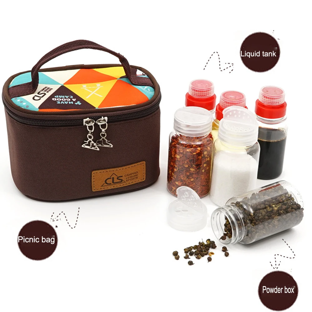 

Outdoor Camping Mini Seasoning Bottle 6 Pcs Set Outdoor Camping Barbecue Seasoning Pot Kitchen Portable Storage Seasoning Box