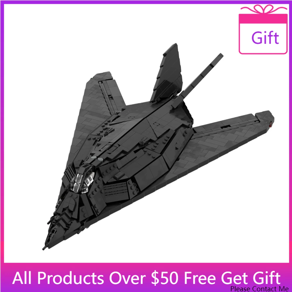 

MOC F-117 Space Battle-Nighthawk-Wars Plane Fighter Building Blocks Black Battle Aircraft Model Assemble Toys For Birthday Gifts