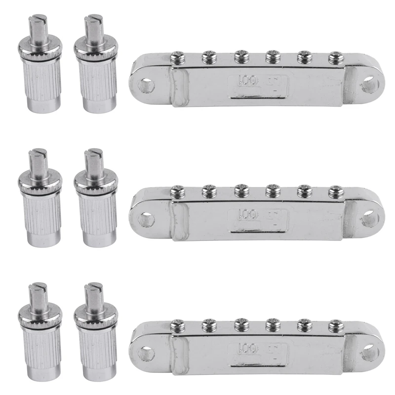 

New 3X Silver Tune-O-Matic Electric Roller Saddle Bridge Lp Electric Guitar Bridge Made In Korea