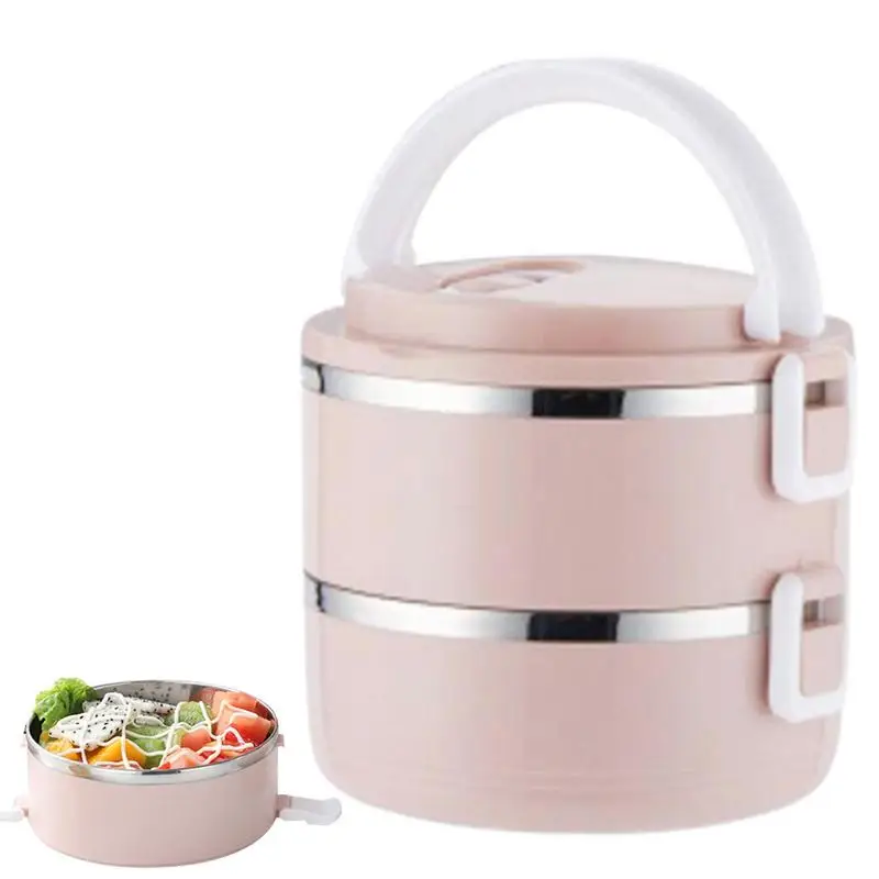 

Salad Container Both Sides Safety Buckles Thermal Food Container Stainless Steel Leakproof Easy Cleaning Food Boxes With