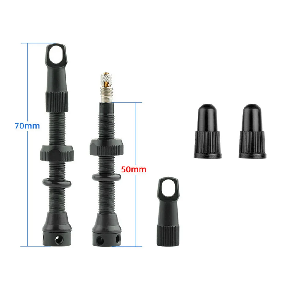 

Valve Kits 15g 70/50mm Alloy Caps 2pcs Bike Tubeless Valve Stem 50mm Presta-Valve With Tool Bicycle Replace Parts