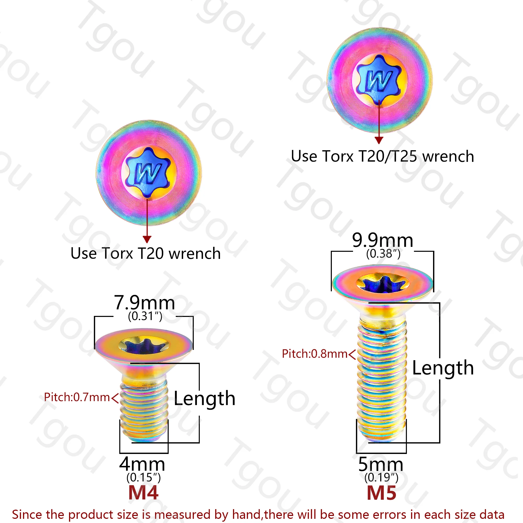 Титановый болт Tgou M4M5x8/10/12/15/20/25/30/35/40 мм винт с плоской потайной головкой для