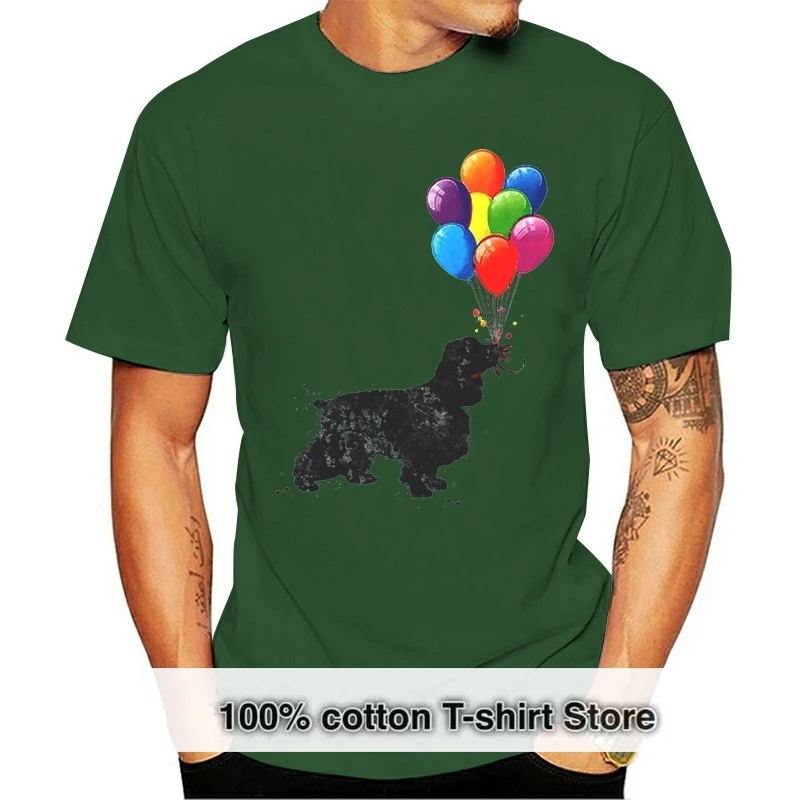 

Акварельный дизайн, черная футболка кокер-спаниель с шариком, женская модная белая футболка, топы, женская летняя футболка