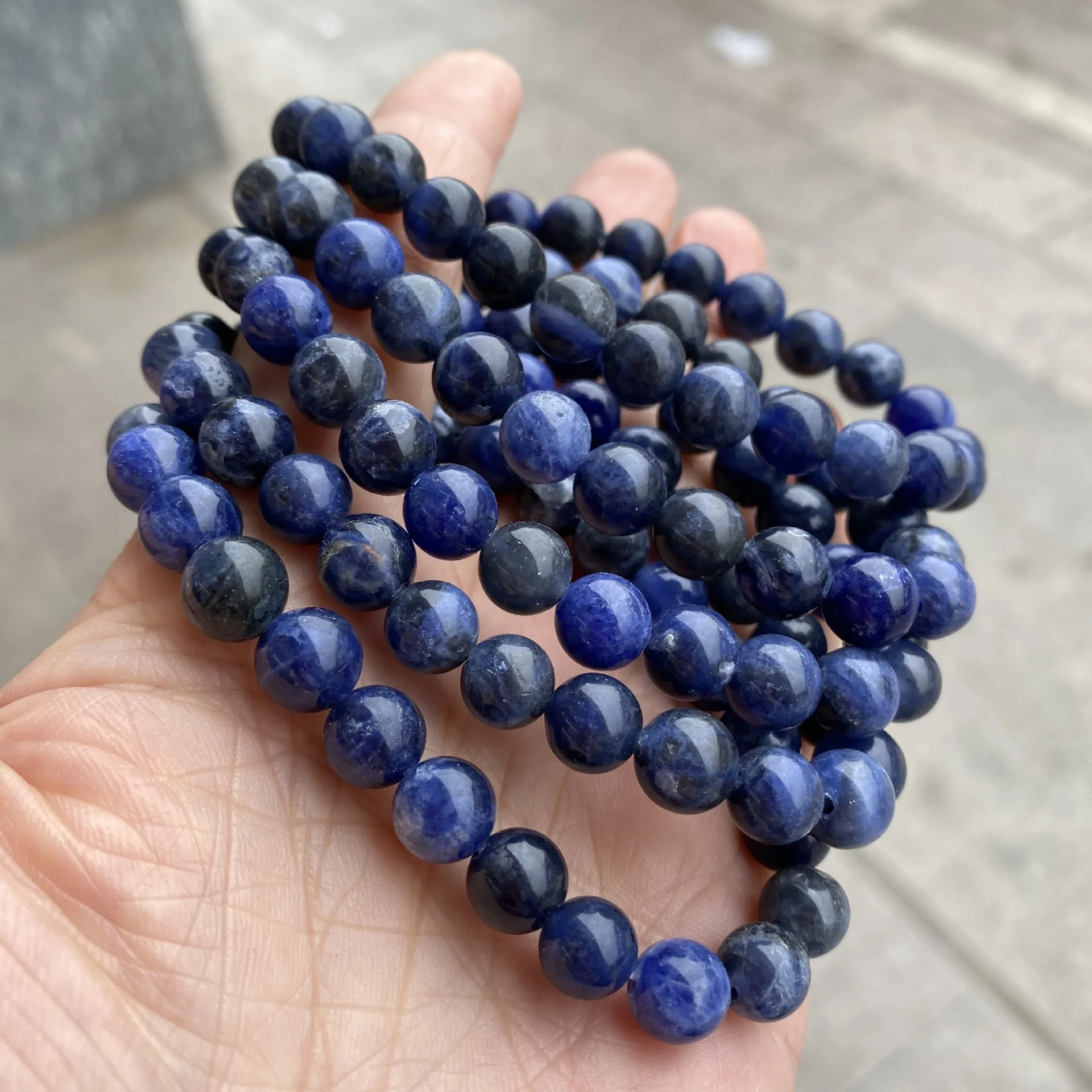 Natural Blue Sapphire Round Bracelet Beads 6 8 10 12 MM Bracelets Women Men Shining Wrist Jewelry Gift Gemstone Bracelet