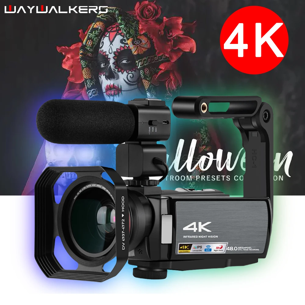 

WAYWALKERS AE8 4K Ultra HD Video Camera 30MP WiFi DV Camcorder Video Cam 270 Degree Rotation Touch Screen 16X Digital Zoom