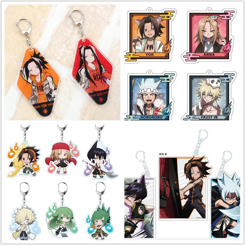 

Anime SHAMAN KING Keychain Figure Doll Asakura Yoh Hao Kyoyama Anna Amidamaru Acrylic Keyring Bag Pendant for Gift