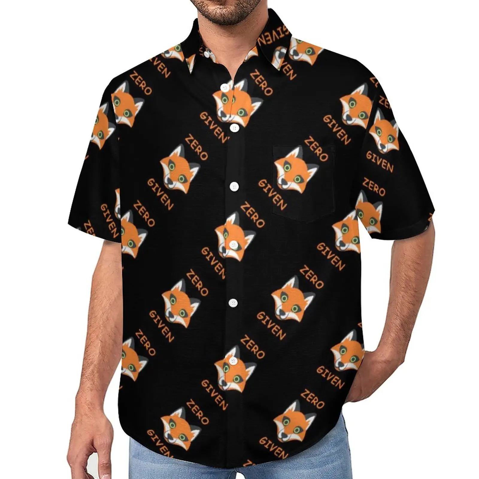 

Модная Повседневная рубашка Zero Fox, свободная рубашка для отпуска с мультяшным принтом, гавайская модная блузка, Одежда большого размера с ко...