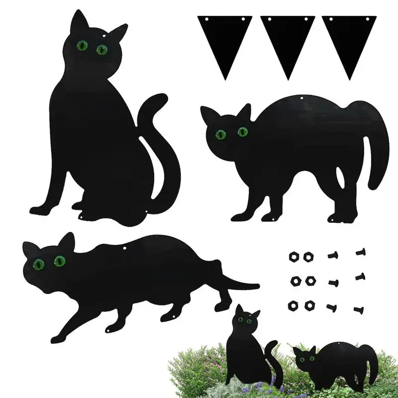 

Black Cat Garden Stake Metal Cat Garden Statue With Silhouette Design 3/4pcs Plug-in Garden Cat Decors For Yards Patios