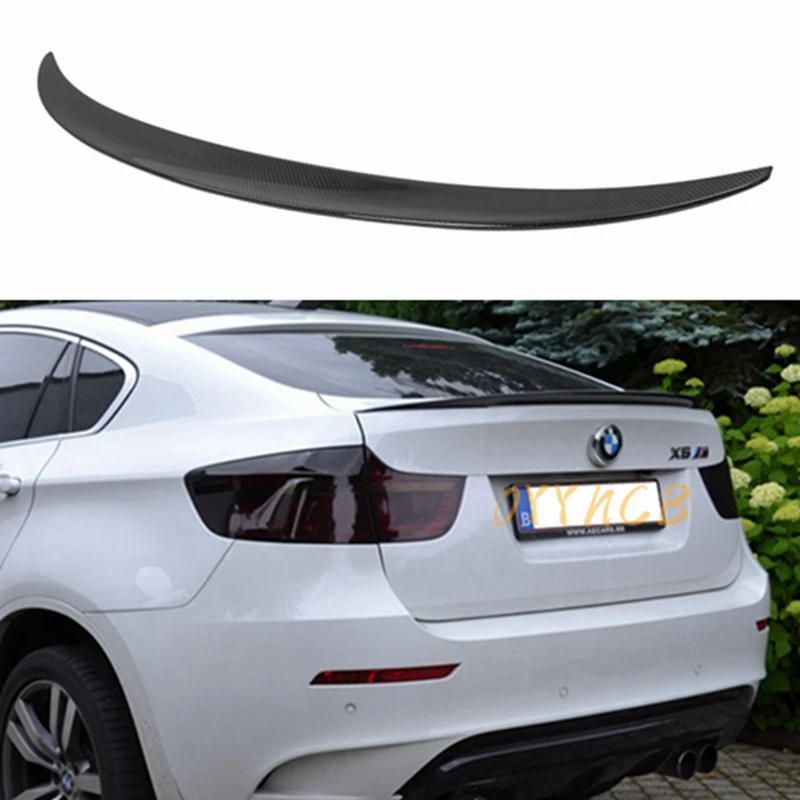 

FOR BMW X6 E71 P Style Carbon Fiber Rear Spoiler Trunk Wing 2007-2014 FRP Glossy Black Forged Carbon