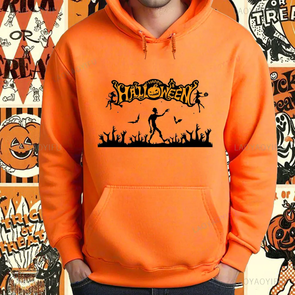 Толстовка с рисунком на Хэллоуин тыква Череп мужская толстовка длинными