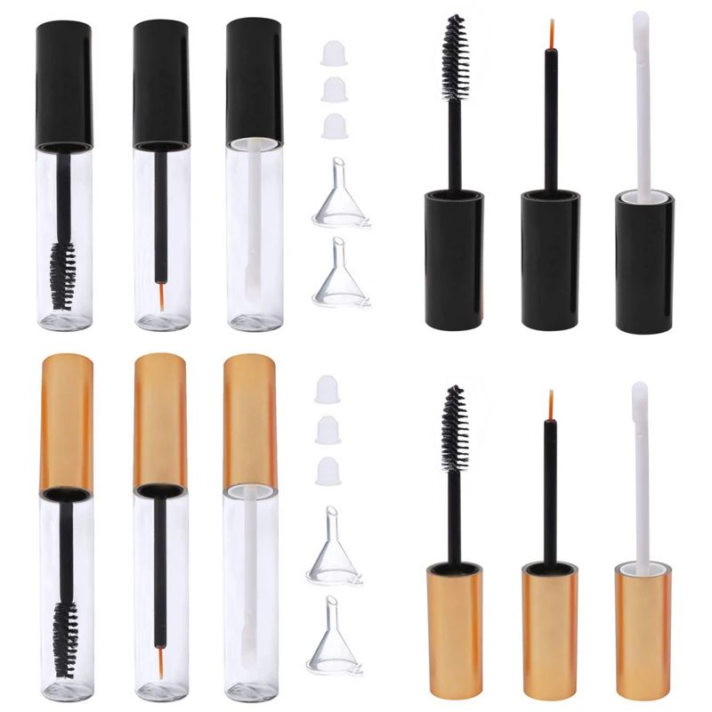 

Пустая тушь для ресниц 10 мл, туба для подводки и тубы для блеска для губ, емкость для крема для ресниц с трубками для переноса ресниц (3 шт.)