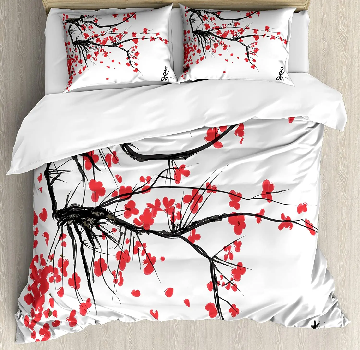 

Nature Bedding Set For Bedroom Bed Home Sakura Blossom Japanese Cherry Tree Garden Summer Duvet Cover Quilt Cover And Pillowcase