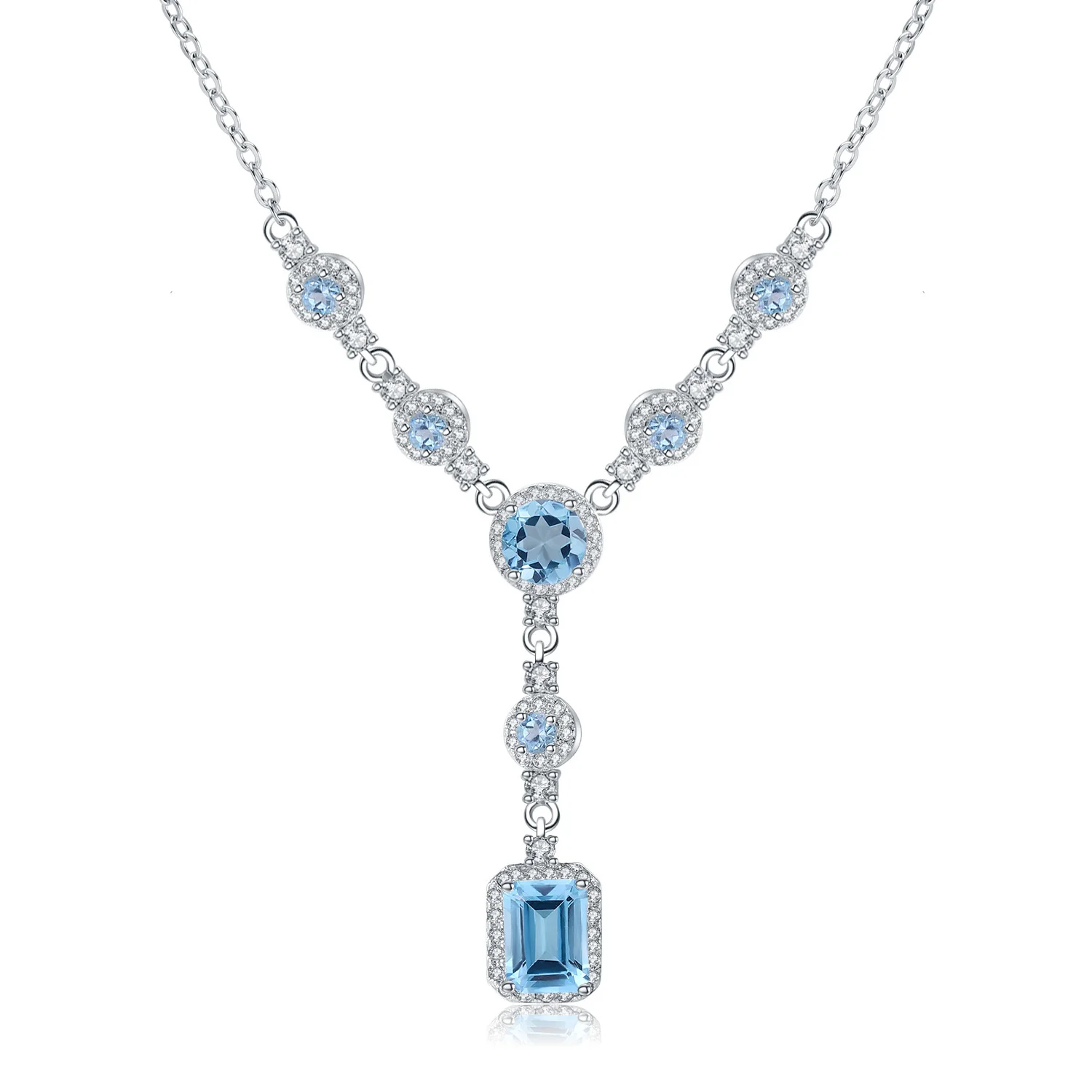 

real brand genuine jewels Premium Luxury Jewelry s925 Silver Inlaid Natural Topaz Necklace Pendant high quality