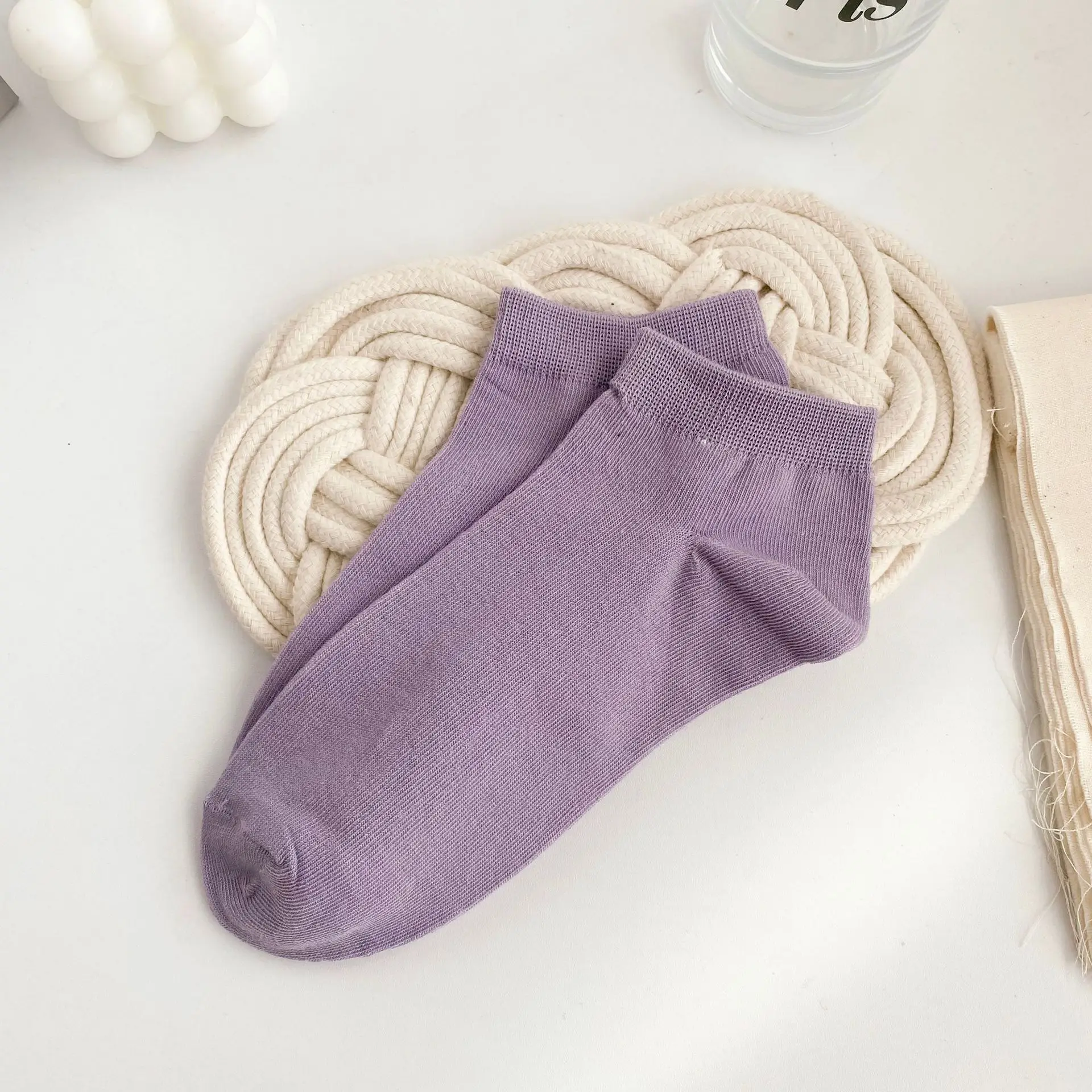 Simple Casual Women's Solid Color Boat Socks Black White Pink Thin Summer Socks Short Tube Low Top Sports Girls Socks