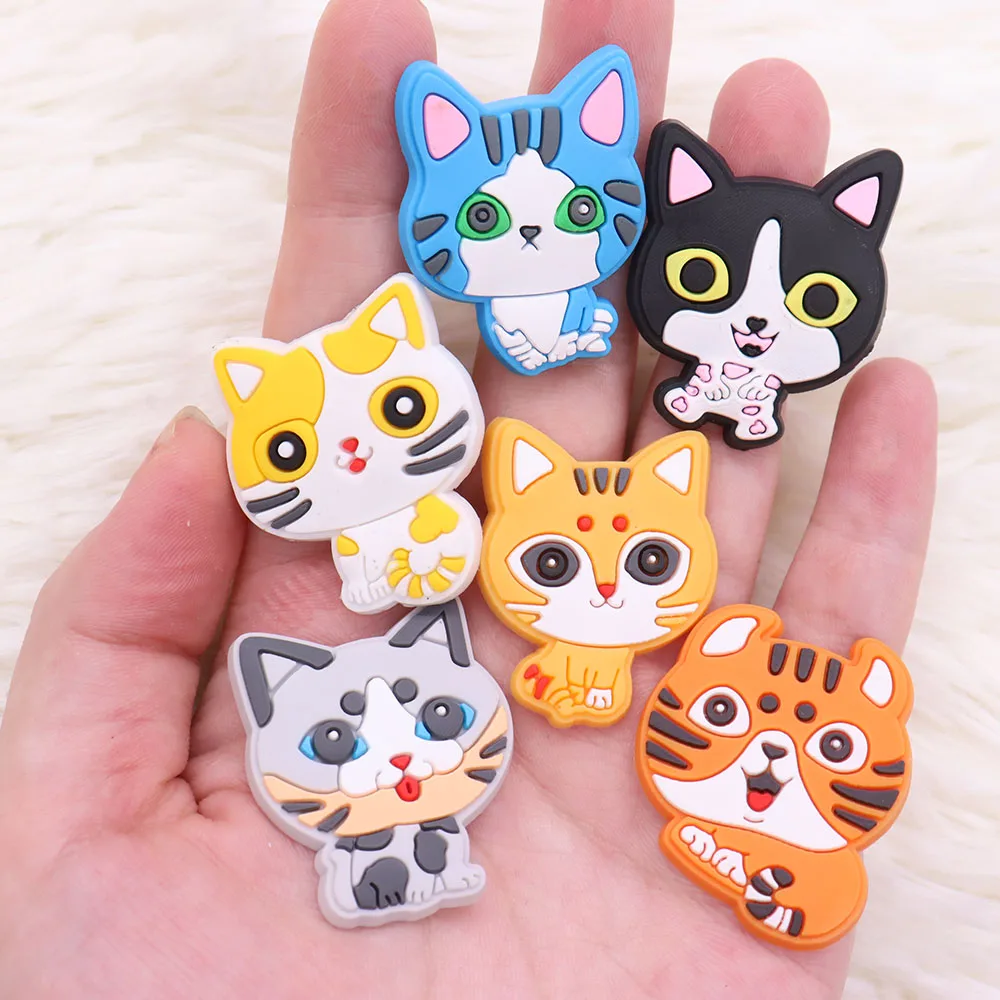 1pcs Mix Adorable Cat Shoes Accessories Boys Girls Garden Shoe Buckle Decorations Fit Sandals Wristband Croc Jibz Charm images - 6