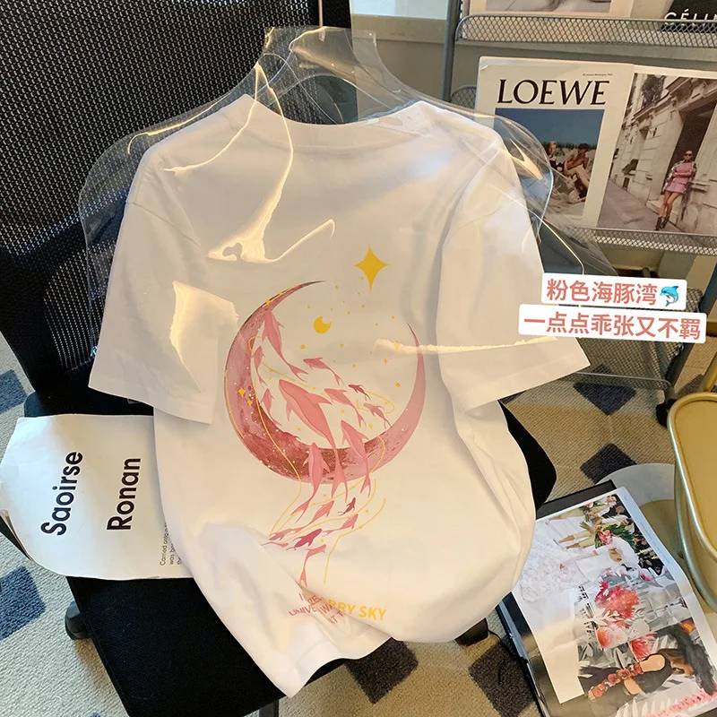 

Женская футболка с коротким рукавом, круглым вырезом и принтом