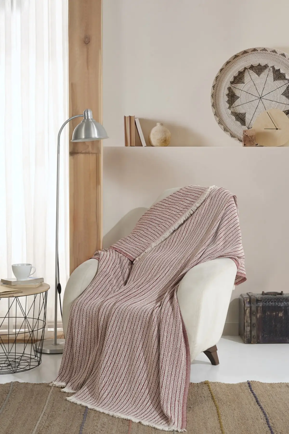 

Vera Tile Single Seat Berjer Cover Shawl 150X200 Cm Tv Blanket Throw Cotton Pink Salon Textile Home & Furniture