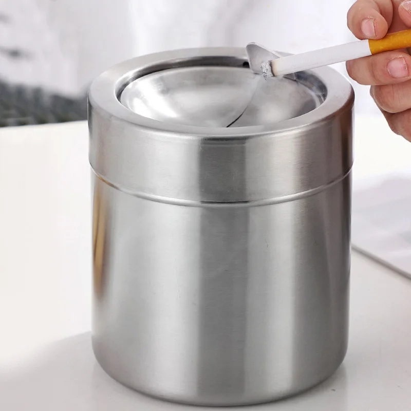 

Пепельница из нержавеющей стали, Настольная ветрозащитная пепельница для мусора, контейнер со складным чехлом, товары для дома и офиса, маш...
