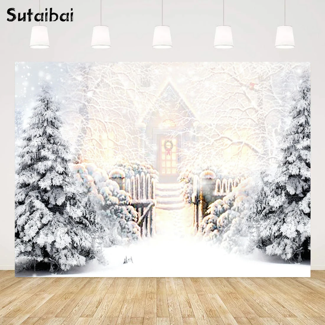 

Winter Snowflake Photography Background Bokeh Glitter Snowfield Photophone Christmas House Forest Snow Backdrop for Photo Studio