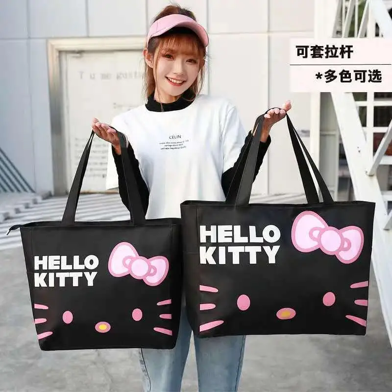 

Kawaii Sanrio Cute Hello Kitty Hand Travel Bag Girls Canvas Bag Short Trip Luggage Bag Large Capacity Casual Gift Toys for Girls