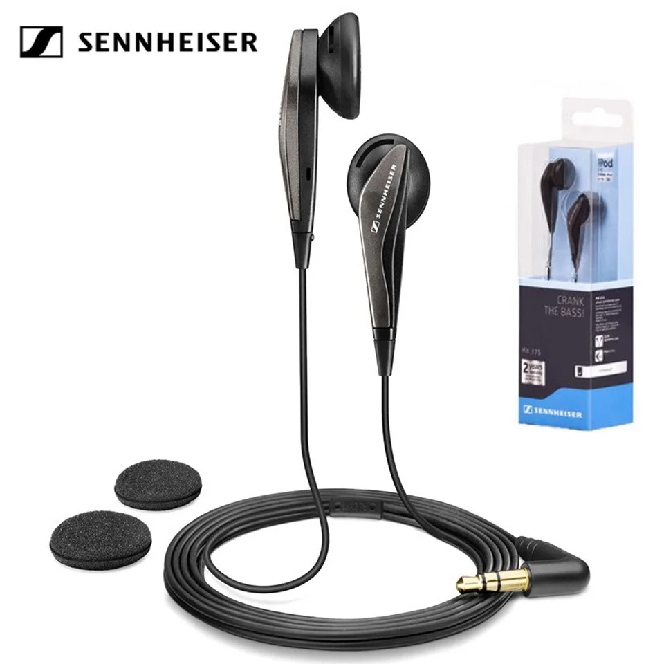 

Original Sennheiser MX 375 In-ear Headphones Deep Bass Earphone Dynamic Sound 3.5mm Headset Black For IOS Android phones