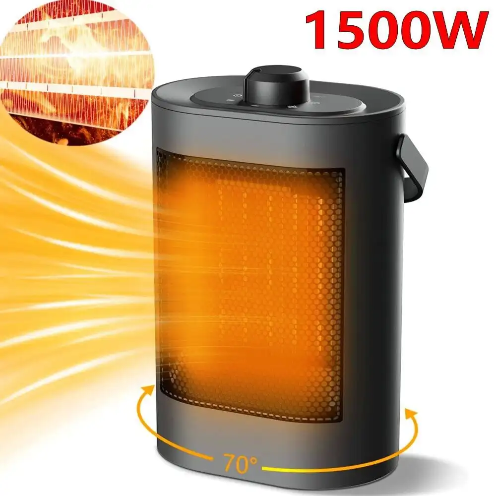 

Portable Electric Space Heater,Desktop Electric Heater 1500W PTC with Thermostat, 4 Modes 70° Oscillating,Indoor Tabletop Heat