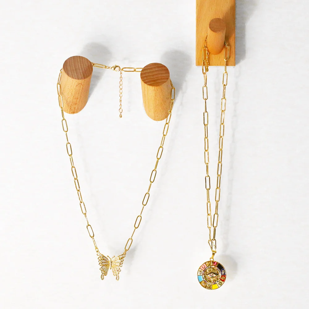 Ожерелье FLOLA b114 женское с большим круглым радужным сглаза медное ожерелье