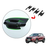 abs imitate carbon black chrome silve car exterior accessories side door handle bowl cover panel for kia seltos 2019