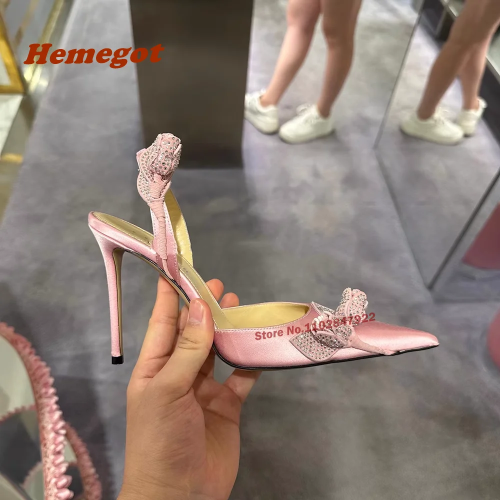 Сандалии женские на шпильке туфли с острым носком тонком каблуке цветком