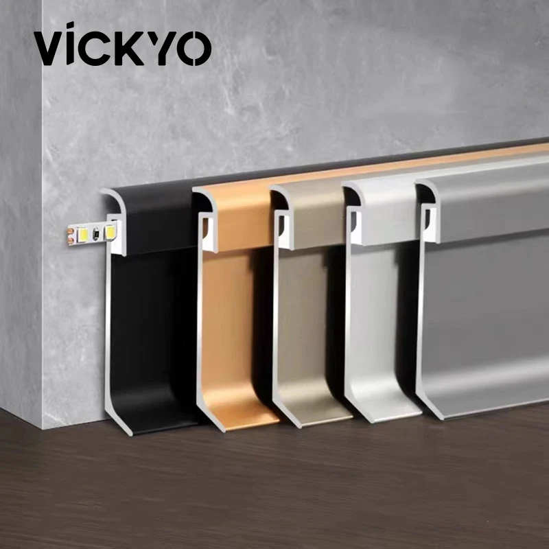VICKYO Skirting LED Aluminium LED Profile Baseboard Dustproof & Easy To Clean Skirting Linear Corner Bar Light Trim Strip Lights