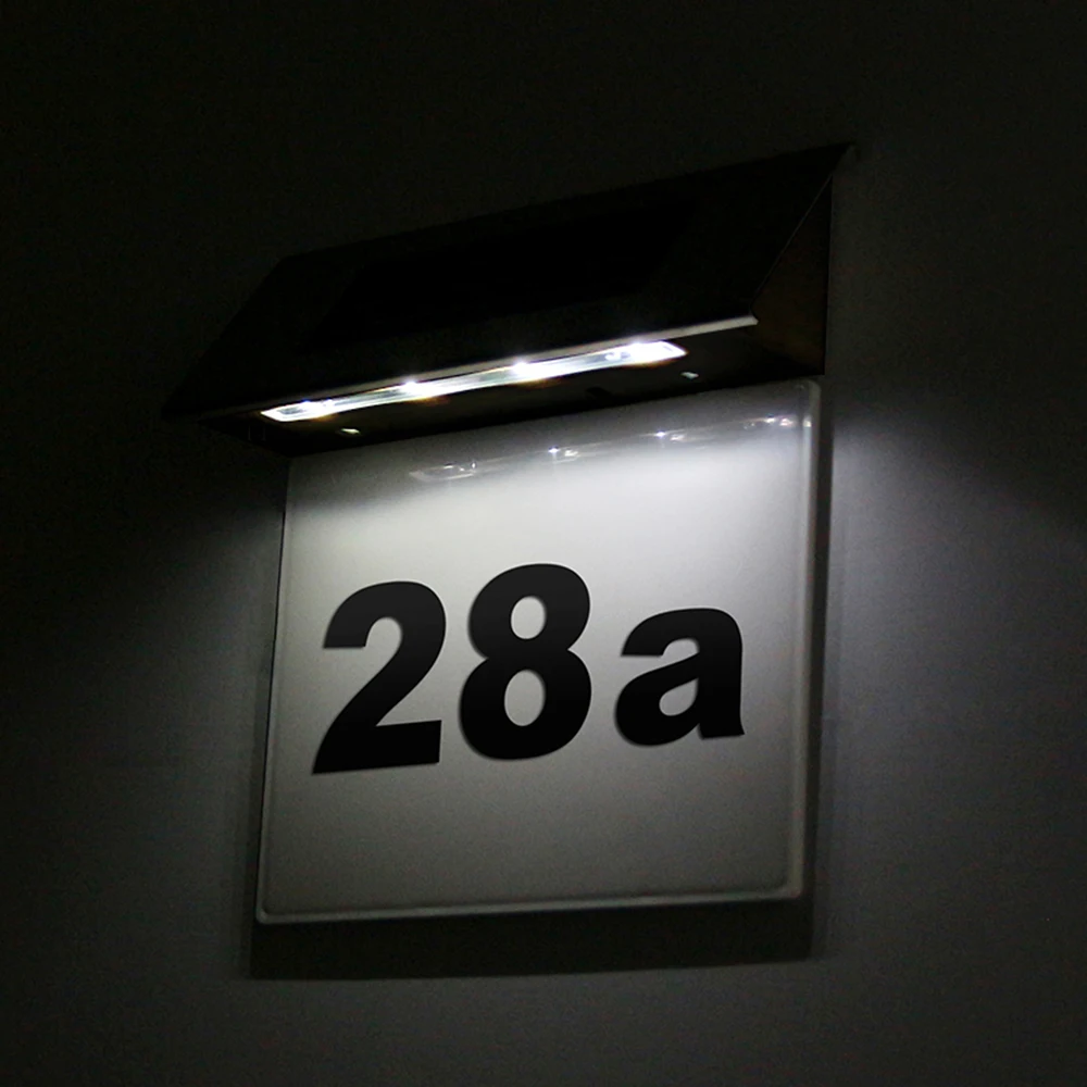 

1pc LED Solar Powered Wall Light LED Doorplate Lamp Stainless Outdoor Apartment House Porch Numbers Light with Backlight