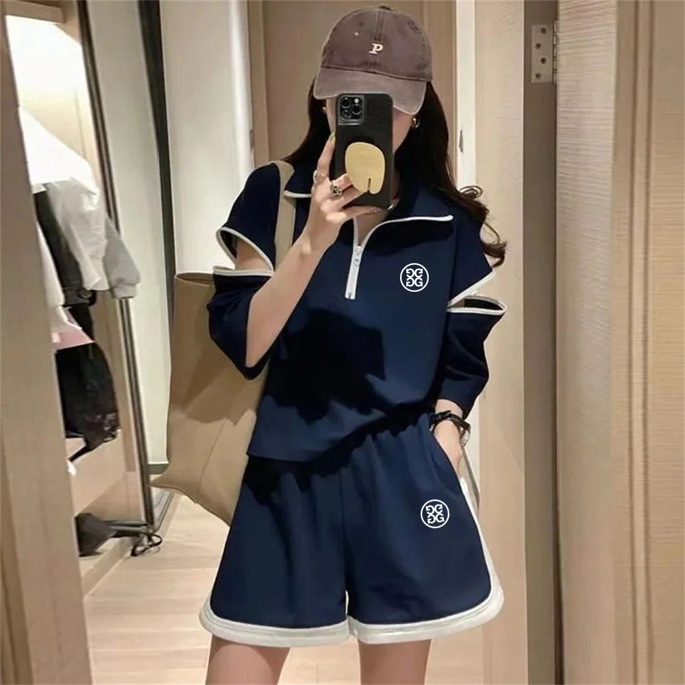 

2023 Summer New Golf Wear Women's Golf Clothing Malbon Shorts Shirts 2-piece Set