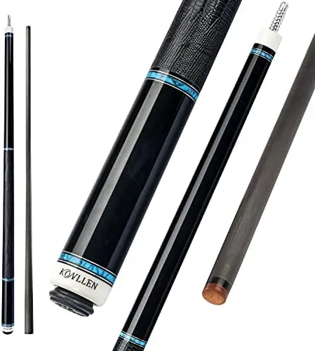 

Fiber Pool Cue Stick Handmade Inlay Cue (Inlay Ring, Carbon Technology Low Deflection Billiard Cue Stick, Ebony Butt, 12.5mm,147