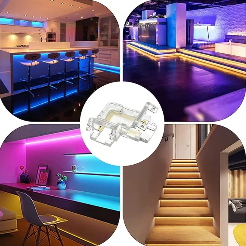 

5mm 8mm 10mm LED Strip Buckles Transparent PP Light Strip Fixing Clip L-Shaped 2PIN 3PIN 4PIN Solderless Connector LED Strip