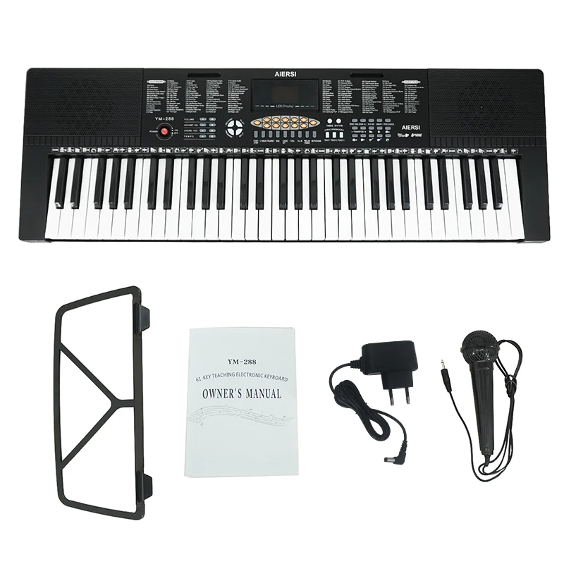 Портативное 61-клавишное цифровое пианино AIERSI черного цвета ударная электронная