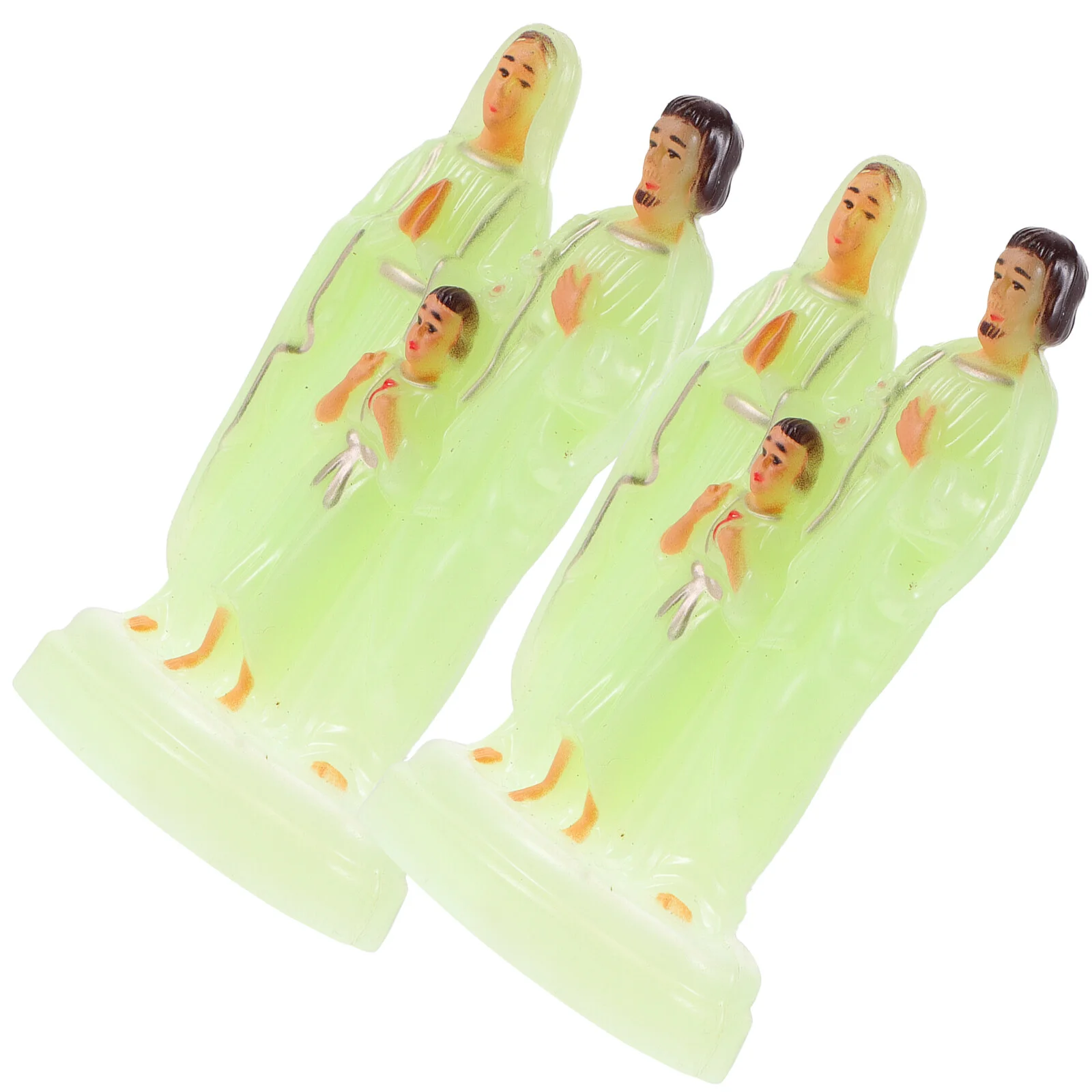 

2 Pcs Home Luminous Ornament Saint Joseph Statue Desktop Crafts Sculpture Figurine Plastic Table Baby Decorations