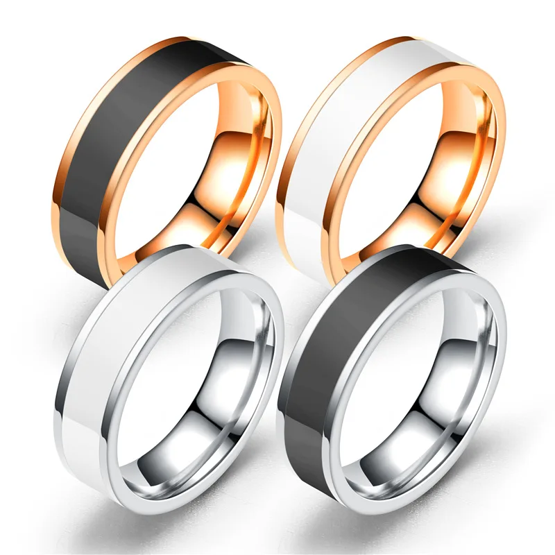 

New 316L Stainless Steel Simple Exquisite Ring Ceramic Couple Fashion Ring Valentine's Day Gift Men Women Wedding Jewelry Rings