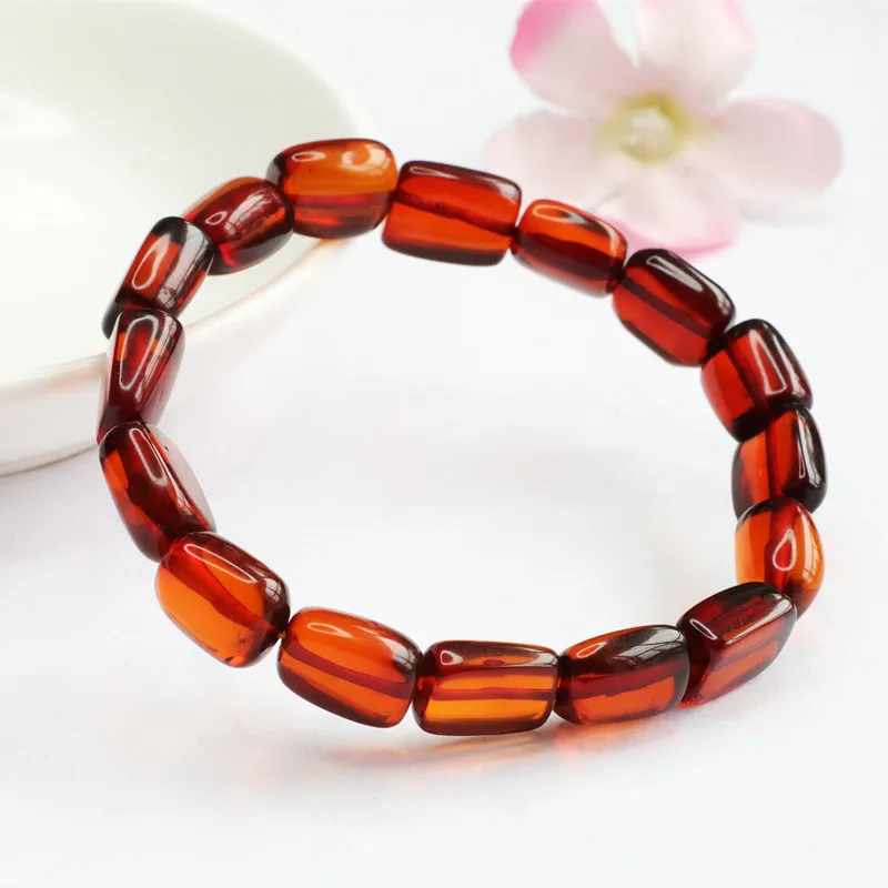 

100% Natural Baltic Red Amber Elastic Bracelet Men Women Healing Gemstone Fine Jewelry Genuine Blood Ambers Bracelets Bangles