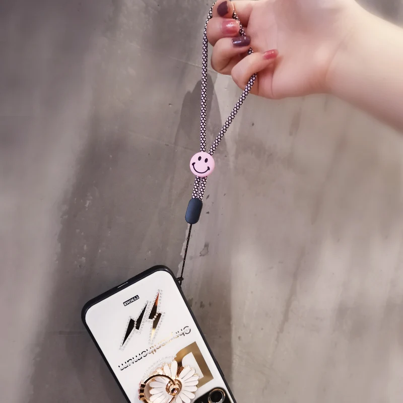 Mobile Phone Lanyard Smiley Face Wrist Pendant Female Short Hand-woven Simple Ornaments Case Universal Bracelet | Мобильные телефоны