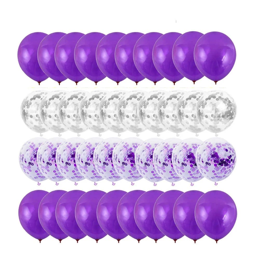 

40 Pcs Wedding Sets Purple Balloons Purple Latex Balloons Shining Balloons Latex Suit Balloons Sets Birthday Emulsion