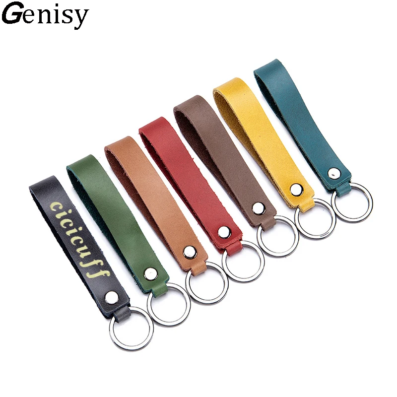 

Customized Initial Letters Leather Keychain for Women Men Car Key Hook USB Disk Sling Key Holder High Grade Keychain Key Ring