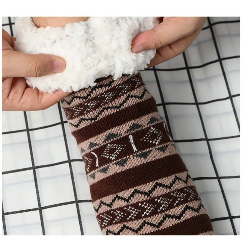 Мужские носки с нечеткими полосками зимние теплые короткие толстые домашние