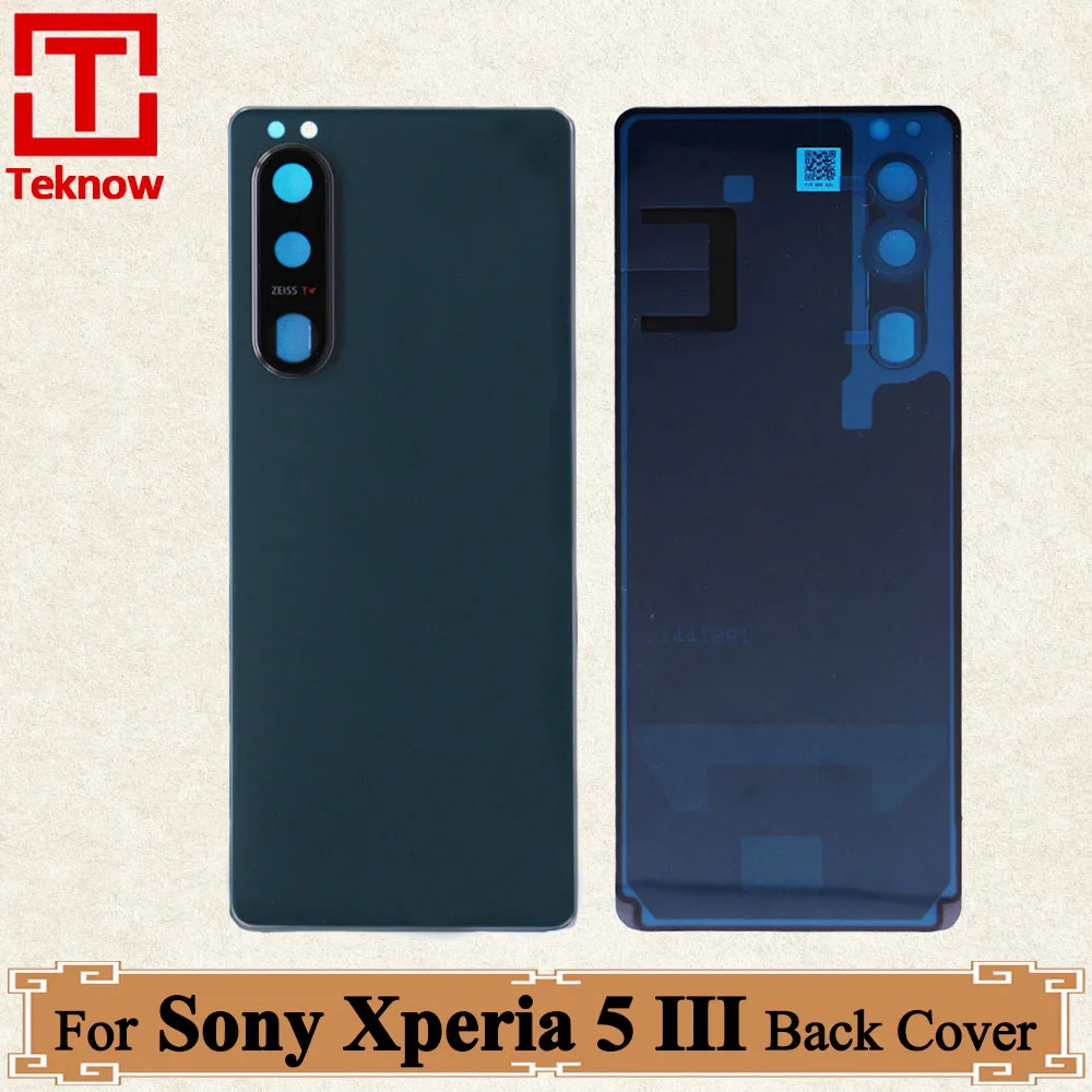 Original Battery Cover Rear Door Housing For Sony Xperia 5 III x5III Back Cover with Camera Frame Lens Logo Repair Parts