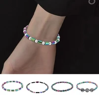 2022 trendy weight loss magnetic bracelet colorful round beaded stretch anklet health care female magnet therapeutic bangle