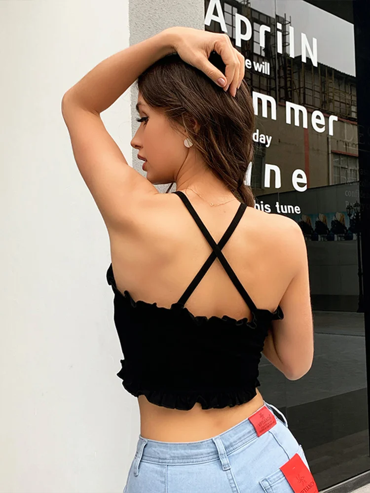 Женский топ на бретельках InsGoth Goth с принтом пентаграммы пикантный черный