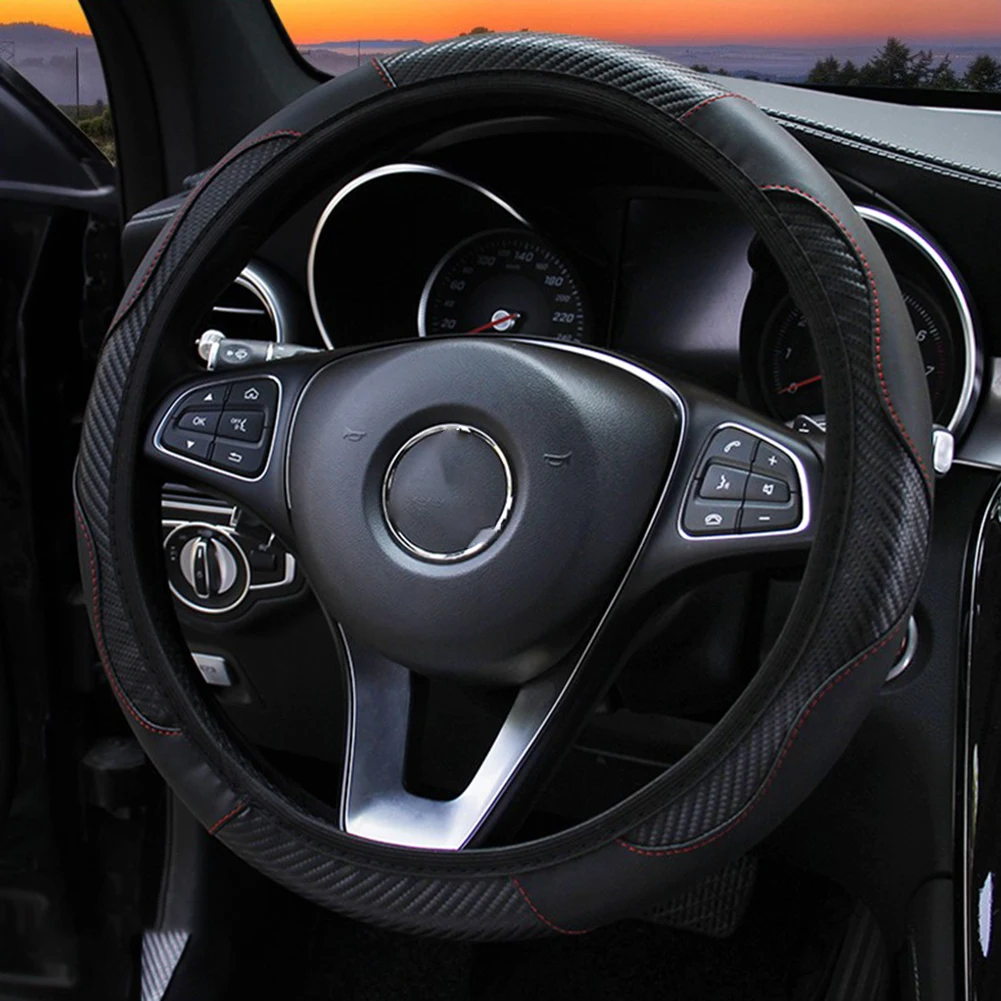 

Universal Soft Microfiber Leather Car Fashion Steering Wheel Cover Anti-slip Auto Accessories Suitable For 15 Inch/38 Cm Durable