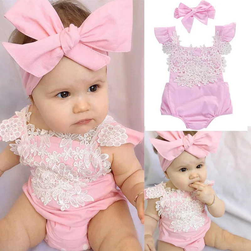 

Newborn Infant Baby Girls Sleeveless Rompers Lace Floral Jumpsuit Playsuit Outfits Sunsuit Baby Clothes New Born Girl Clothes